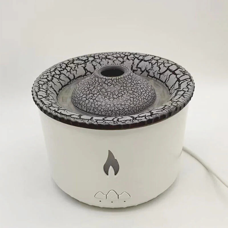 Volcano Humidifier USB Plug-in Ultrasonic Flame Aroma Diffuser  (White-Ordinary)